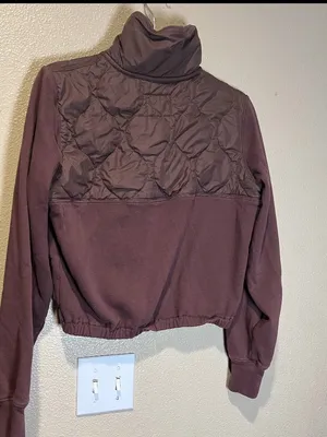 Abercrombie & Fitch Cropped‎ Casual Brown 3/4 zip up sweater size XS thumbnail 3