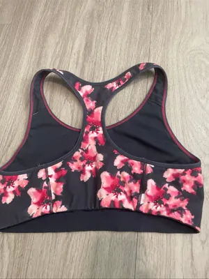 Old Navy Pink Floral Racerback Sports Bra thumbnail 2