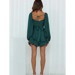 Hello Molly Forest Green Sunrise Memories Ruffle Mini Dress Romper Sz.L/US 8 NWT thumbnail 3