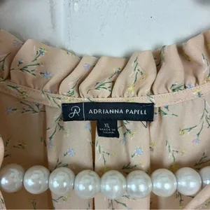 Adrianna Papell Lightweight Sheer Floral Short Sleeve Blouse Top Size XL thumbnail 6