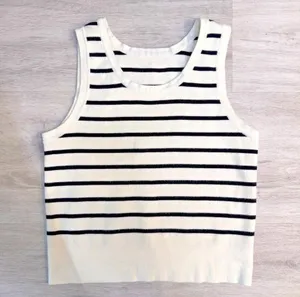 Eternal Fashion Women's Cropped Striped Vest Top Size L EUC thumbnail 6