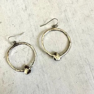 Silver/turquoise tone circle earrings thumbnail 4