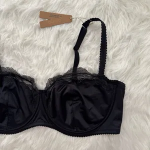 Skims Stretch Satin Lace Unlined Balconette Bra Onyx Size 44DD thumbnail 5