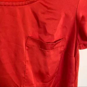 Old Navy Womens Sz XS Scoop Neck Short Sleeve Blouse Red Pink Mixed Media Pocket thumbnail 6