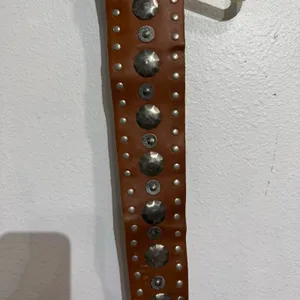 Topaz Brown Genuine Leather Studded Made in Italy Vintage Belt thumbnail 4