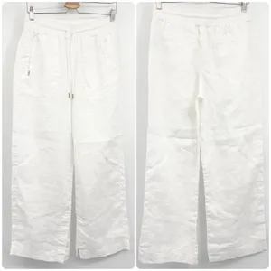 Athleta Womens Retreat Linen Wide Leg Coastal Minimalist Beachy White Pants S thumbnail 3