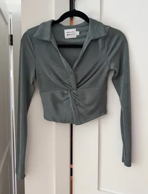 Hello Molly Sage Green Twist-Front Long Sleeve Shirt thumbnail 1