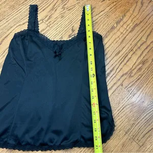 Vintage 80’s Mel-Lin Black Lace Nylon Gothic Silky Camisole Size S thumbnail 12