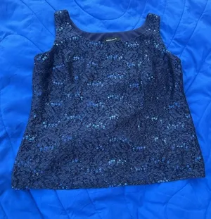 R&M Richards Women's Sequin Embellished Sleeveless Evening Tank Top thumbnail 3