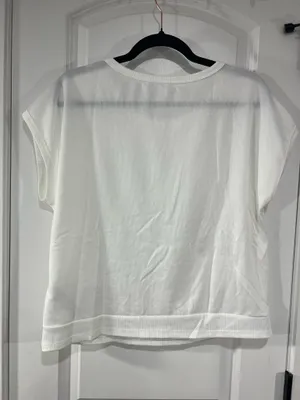 SheIn White short sleeve top with Gold Button detail thumbnail 4