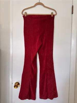 Free People Penny Ribbed Velvet Flare Pants Womens Medium Boho Rocker thumbnail 9