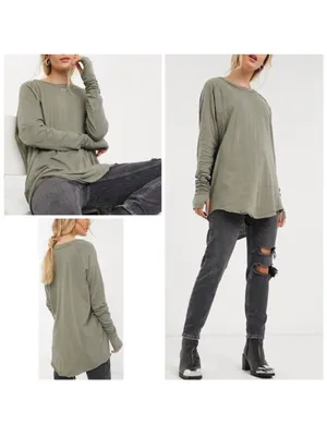 Free People We The Free Arden Tee in Washed Army Size Medium thumbnail 2