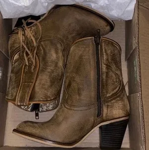 Brown Western Booties Size 6 thumbnail 3