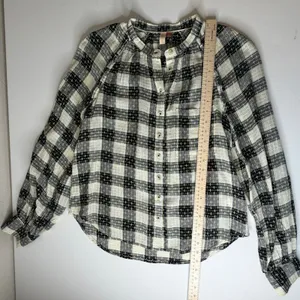 Pilcro Anthropologie Plaid Wool Blend Button Front Blouse Small Boho‎ Academia thumbnail 10