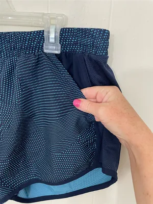 Under Armour Running Shorts Women’s Size M Navy Blue Pockets Brief Lined thumbnail 2