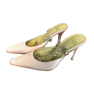 LPA Pink Satin Stiletto Heel SIZE 6.5 Pearl Rhinestone Strap Pump Party $208 NEW thumbnail 7