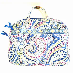 Vintage Vera Bradley Quilted Paisley Blue Zip Top Tote Bag Granola Girl Artsy thumbnail 1