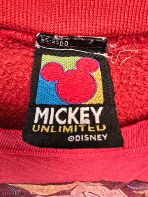 {XXL} Vintage Disney Mickey Mouse Sweatshirt Brazos Sportswear Red **flaws** thumbnail 9