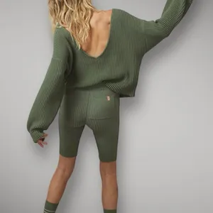 LUNYA Cozy Cotton Silk‎ Reversible Sweater Green Size L thumbnail 2