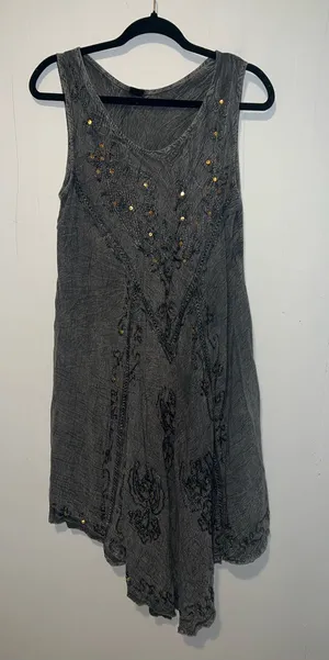 Sleeveless Embellished Gray A-Line Sundress Size M 0914261 thumbnail 1