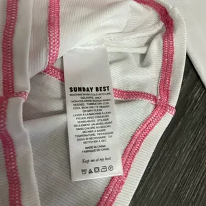 Aritzia Sunday Best Dove Long Sleeve Top White With Pink Stitching Ribbed Sz XS thumbnail 3