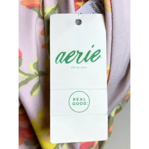 NWT Aerie Floral Printed Ruffle Scoop Bikini Top & Bikini Bottom Set Size M thumbnail 5