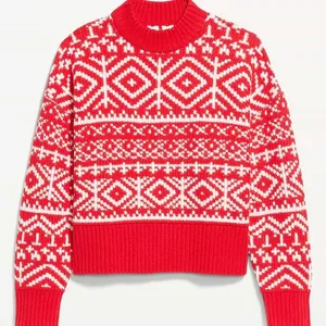 Old Navy SoSoft Fair Isle Mock Neck Sweater Red White Women’s L Holiday thumbnail 4