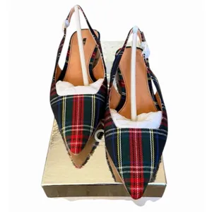 Matiko Lori Tartan Plaid Slingback Pointed Toe Flats Women’s 37 NIB Modern thumbnail 3