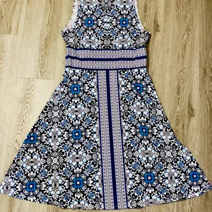 London Times Y2k Sleeveless Geometric Abstract Midi Dress Sz 6 Boho Chic Folksy thumbnail 10
