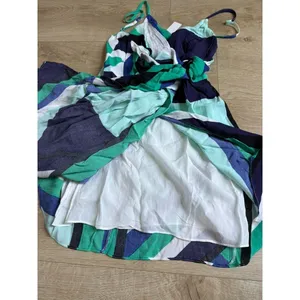 NWT Womens Olivaceous side tie mini dress geometric blue green patterned size M thumbnail 10