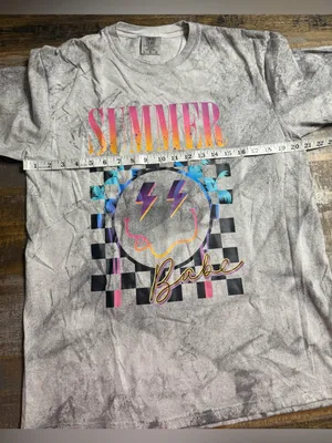 Comfort Colors Gray Color blast 'Summer Babe' Graphic Tee with Neon Accents thumbnail 5
