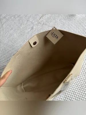 Everyday Pebbled Tote Bag in Cream with Top Handles thumbnail 5