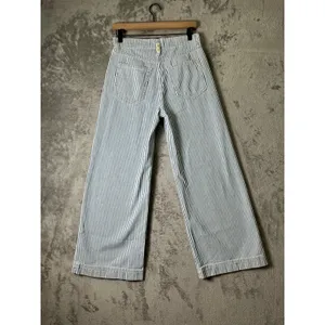 Ariat Ultra High Rise Jazmine Wide Leg Jeans Blue White Denim Stripe 26R thumbnail 3