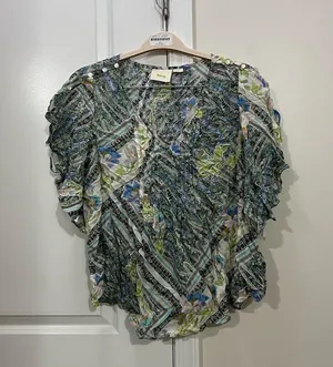 Maeve Anthropologie Maya Flutter Sleeve Top Size 12 US thumbnail 2