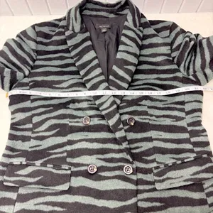 Ann Taylor Black and Green Wool Blend ‎ Zebra Blazer size 14 thumbnail 7