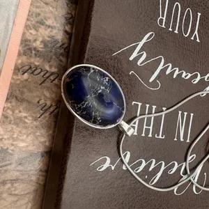Blue Jasper Pendant Necklace Dark Boho Whimsigoth Witchy Handmade thumbnail 6