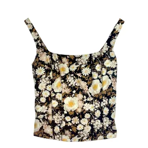 Abercrombie & Fitch Black White Brown Floral Casual Boho Tank Top Womens Size S thumbnail 2