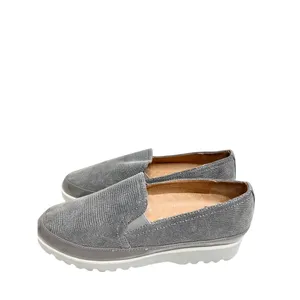 Donald Pliner Grey Leather Lizard Embossed Platform Loafers Shoes 8.5M thumbnail 4