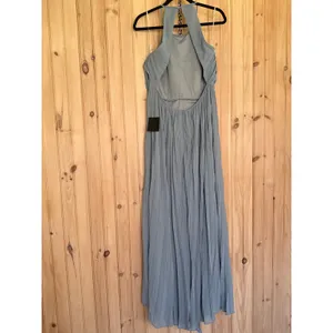 NWT Lulus Rylie Slate Blue Pleated Backless Maxi Dress Bridesmaid Holiday Sz XL thumbnail 6