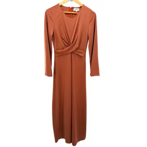 Amariah Aphrodite Maxi Dress Coffee‎ Brown Modest Long Sleeve Womens Small thumbnail 4