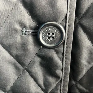 BURBERRY London QUILTED JACKET WOMENS Small BLACK Button Nova Double Breast thumbnail 16