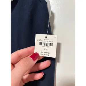Anthropologie Navy Blue Crop Tank Top S/M thumbnail 6