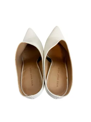 Who What Wear White Pebbled Vegan Leather Point Toe Heeled Mule Silver Size 9 thumbnail 11