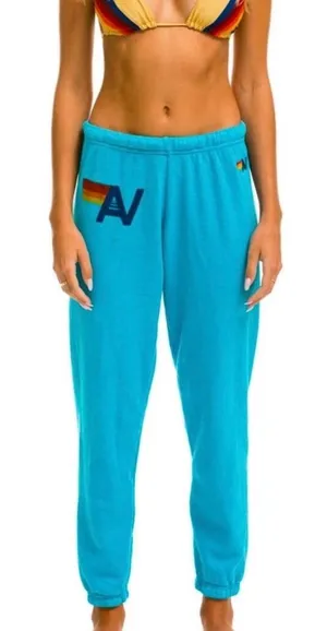 Aviator Nation Logo Sweatpants Lounge with Rainbow Tag Teal Blue Size S thumbnail 1