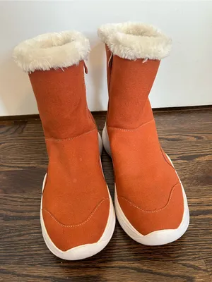 UIN Women's Orange Suede Faux-Fur Winter Zip Boots size 7.5 thumbnail 6