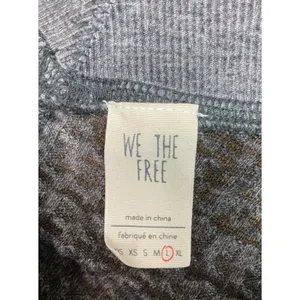 We The Free Oversized Waffle Knit Top Womens L Grey V-Neck Long Sleeve Casual thumbnail 3