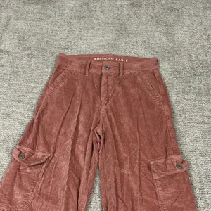 American Eagle Pants Womens 0 Short Pink Corduroy High Rise Cargo Baggy Wide Leg thumbnail 6