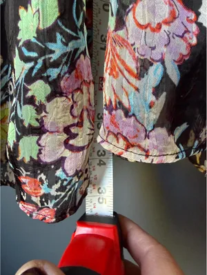 Free People Black Floral Long Sleeve Mini Dress with Tie Details thumbnail 7