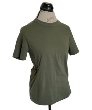 Wear Wrecklessly Short Sleeve Blouse Green Organic Cotton Vintage Crew Sz Medium thumbnail 2