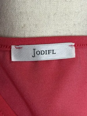 Jodifl Womens Sz Large Coral V-Neck Puff Sleeve Blouse Top thumbnail 15
